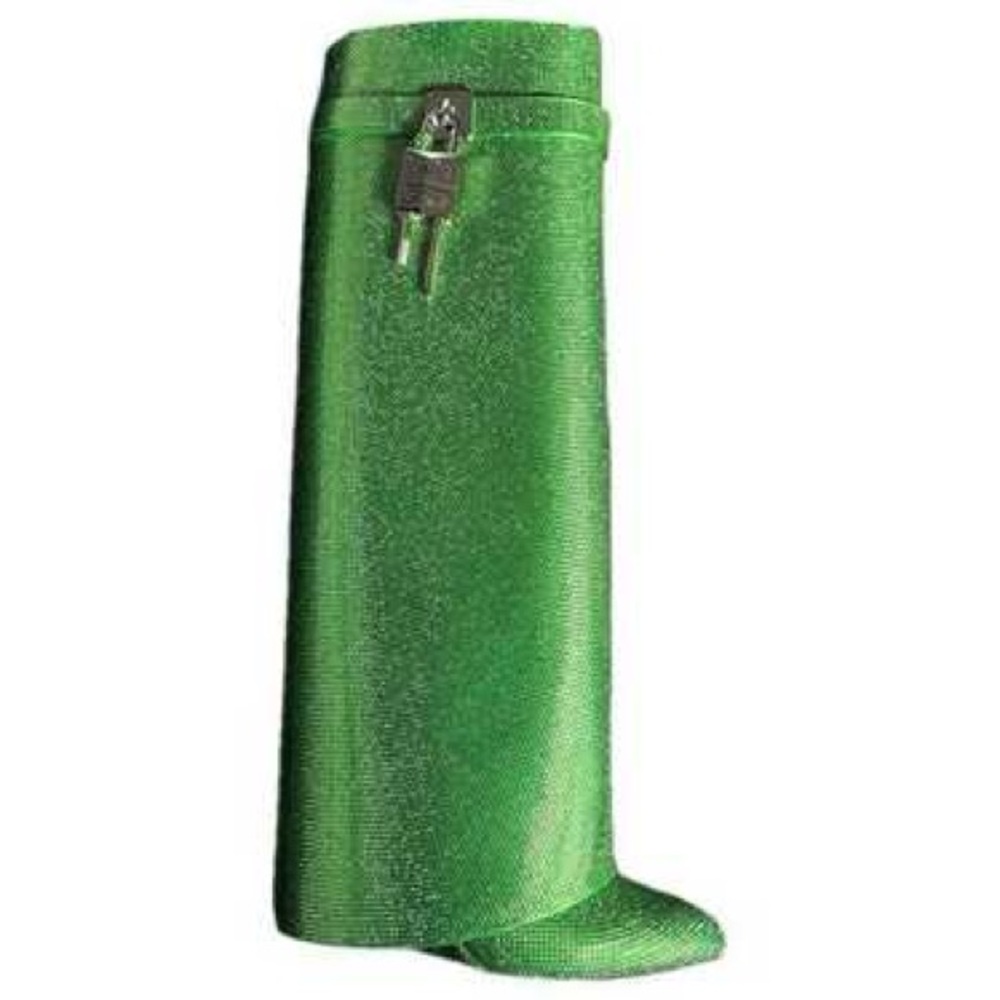 Green rhinestone, shark boots Shimmering Tall Boot nwb